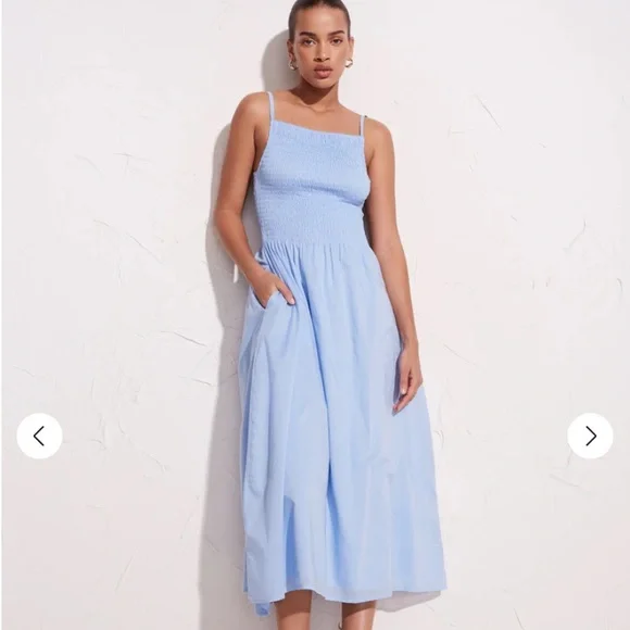 faithfull the brand blue midi dress Faithfull THE Brand Cobalt Marcella Midi Dress Cobalt / L